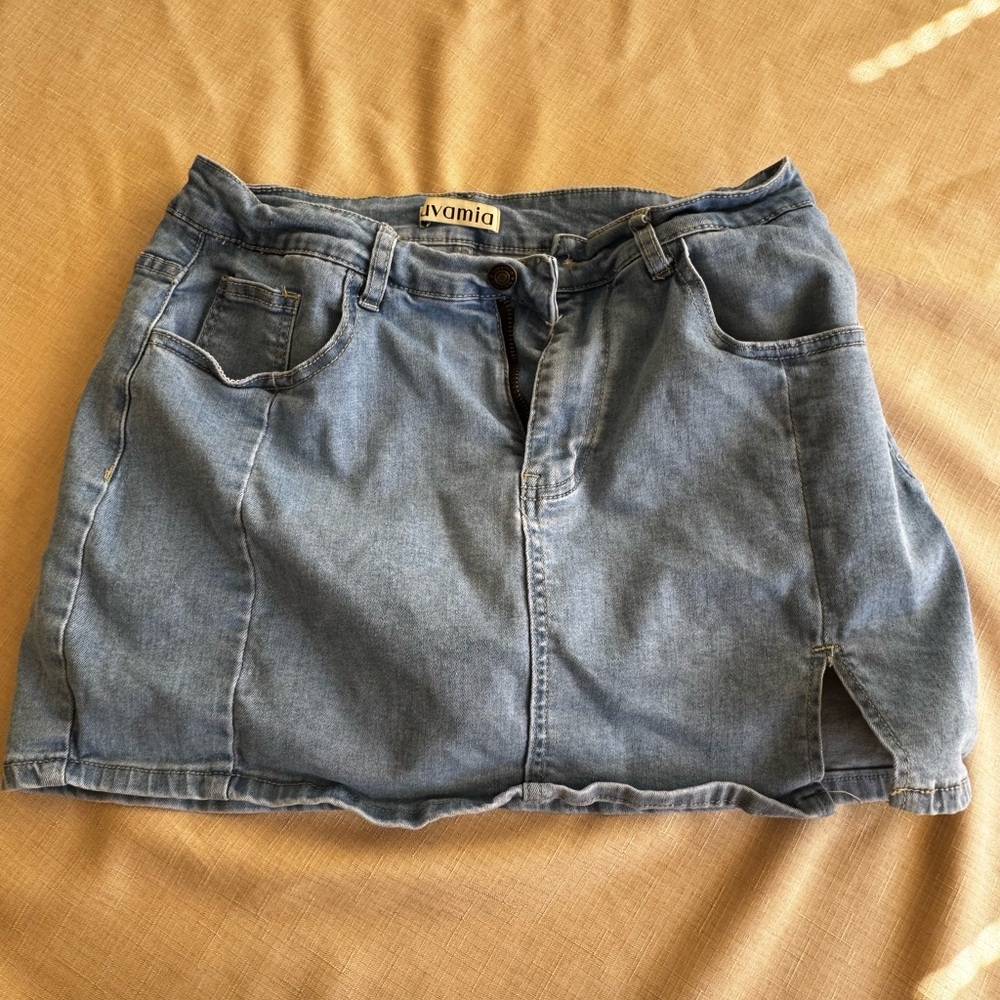 Jvamia Denim Mini Skirt Skort With Built-In Shorts Size L